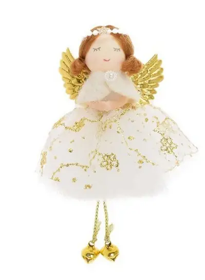 VO -ANJEL BIELO/ZLATY 14cm
