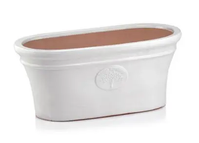 ,KVETINAC GLAZED 45x21cm -BIELY OVAL 76.554.45
