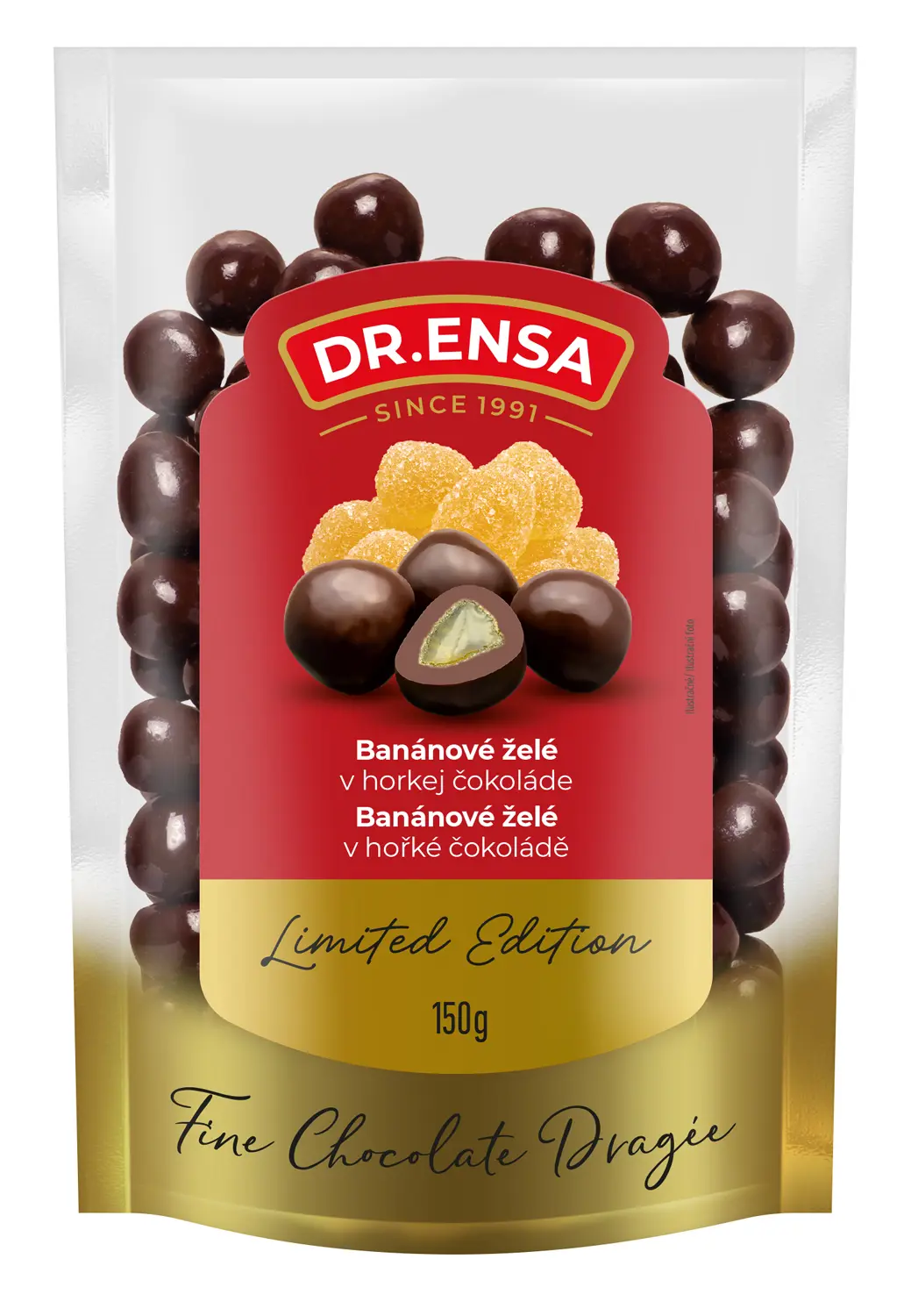 xCK CHOCOLATE DRAZE 150g -BANAN.ZELE V HOR.COKO