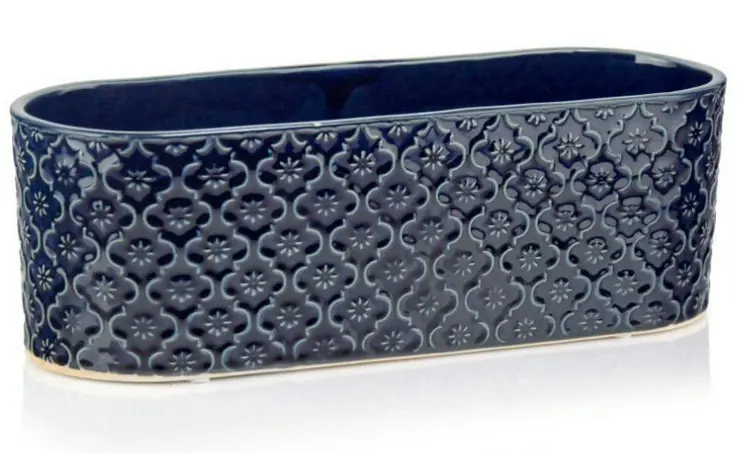 ,KVETINAC VINTAGE 37x13cm -OVAL.MODRY 07.134.37