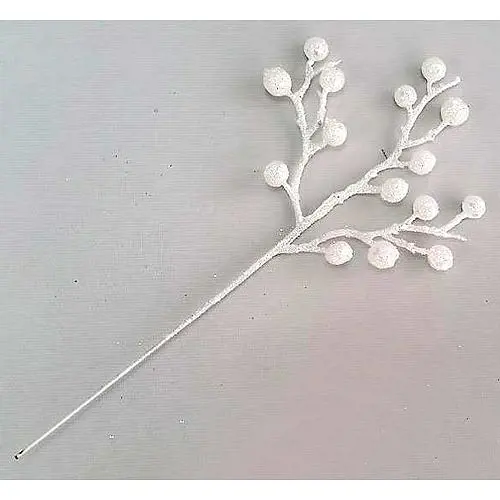 VO -DEKOR.VETVICKA 25cm 1ks -BIELA