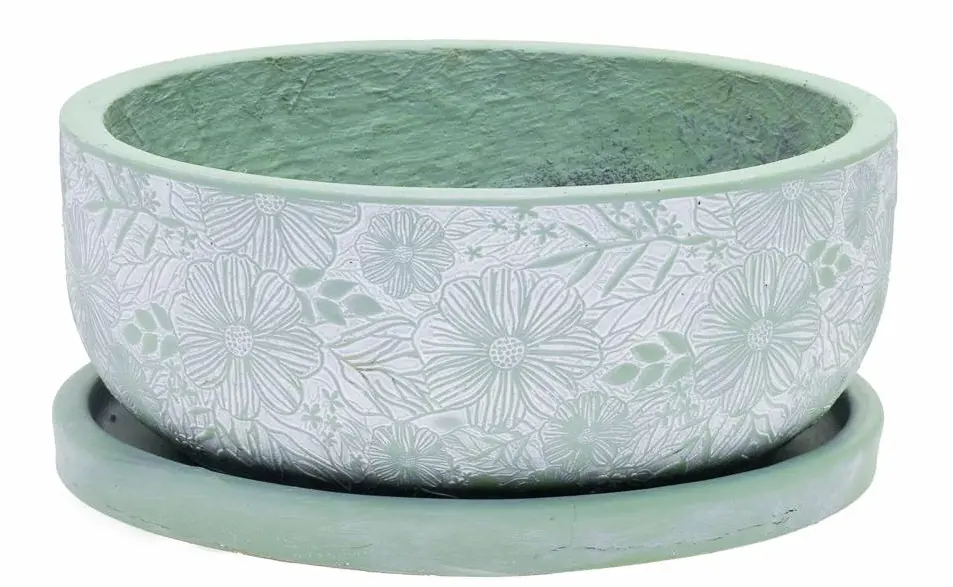 ,KVETINAC+MISKA LIVA 37x16cm -MENTOL