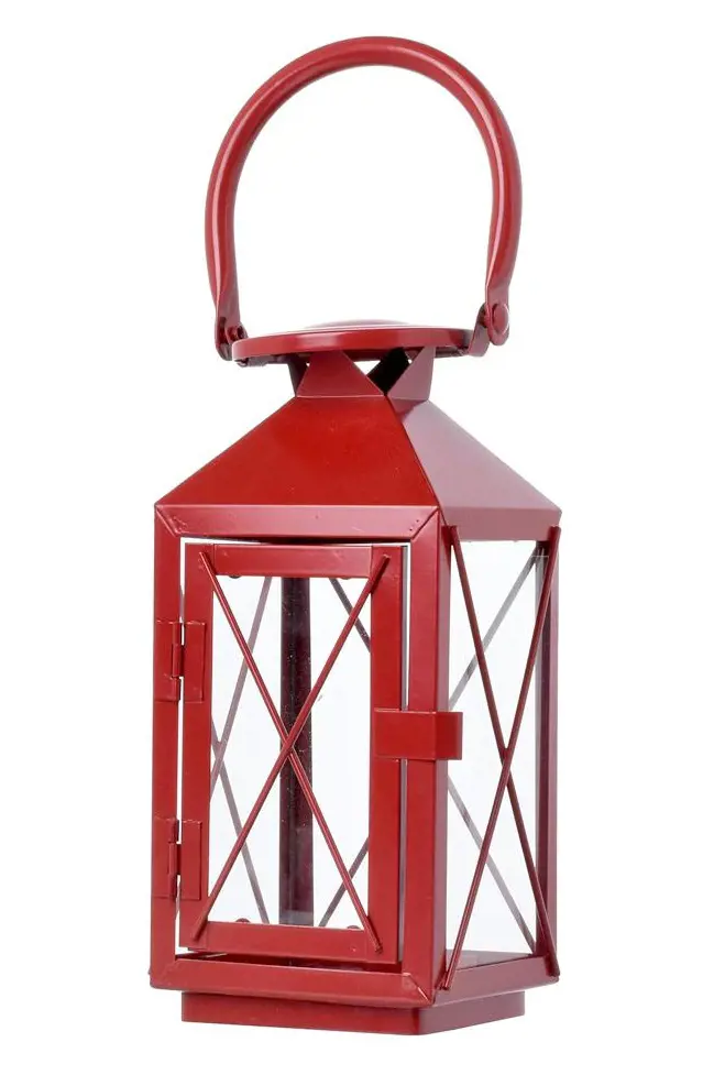 LUCERNA LAMPAS KOVOVY 30cm -CERVENY