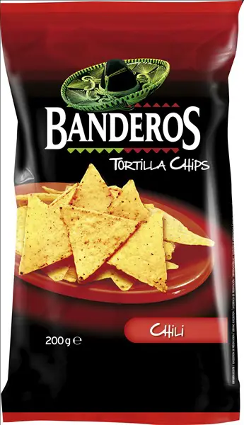 CHIPS TORTILLA BANDEROS 200g -CHILLI